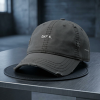Distressed Embroidered Daddy Hat — 'OH? K.' Minimal Vintage Cap
