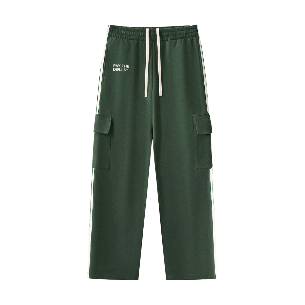 PAY THE DØLLS CARGO TRACKSUIT PANTS — Stripe Detail Fleece