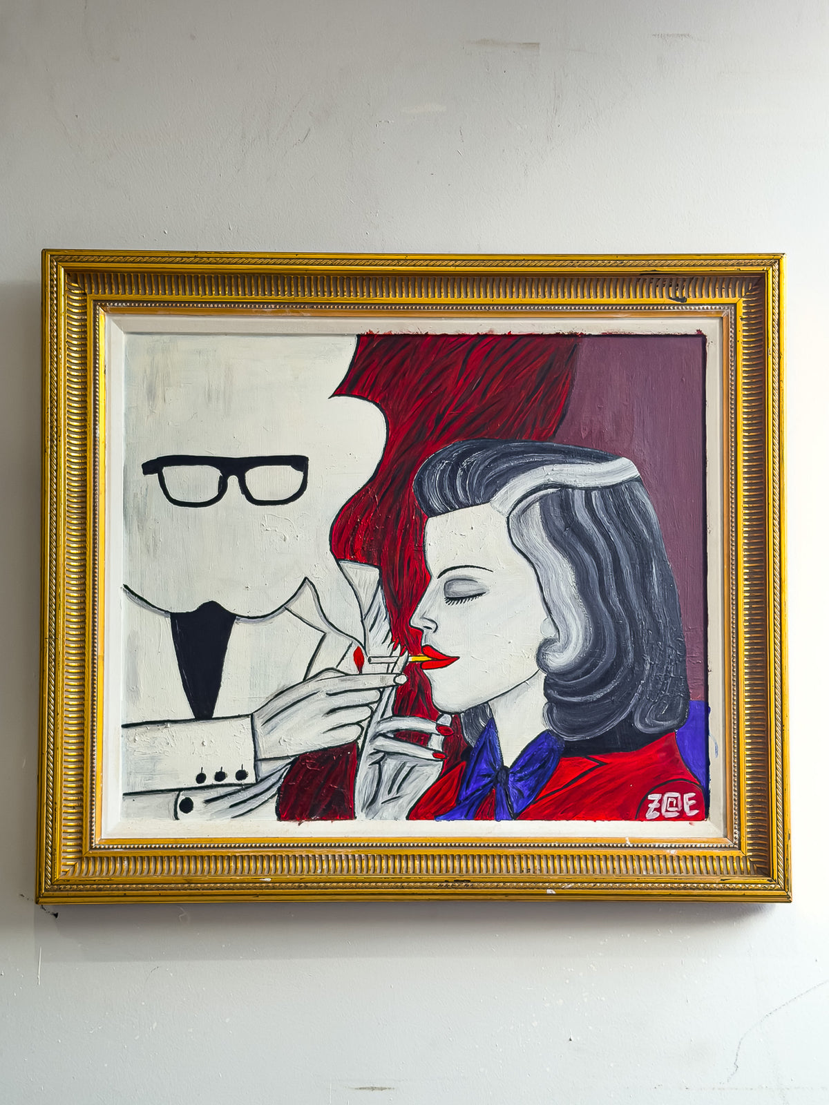 Smoking Portrait (Gold Frame)