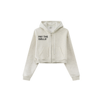  345GSM Cropped Fleece-Lined Zip Hoodie Oatmeal Heather