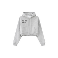  345GSM Cropped Fleece-Lined Zip Hoodie Heather Gray