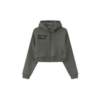  345GSM Cropped Fleece-Lined Zip Hoodie Taupe