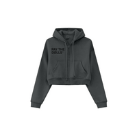  345GSM Cropped Fleece-Lined Zip Hoodie Charcoal