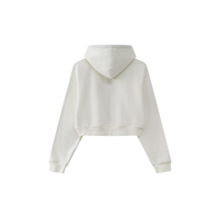  345GSM Cropped Fleece-Lined Zip Hoodie White