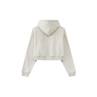  345GSM Cropped Fleece-Lined Zip Hoodie Oatmeal Heather