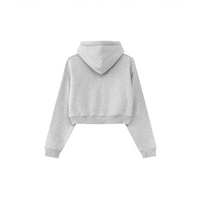 345GSM Cropped Fleece-Lined Zip Hoodie Heather Gray