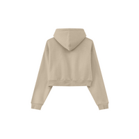  345GSM Cropped Fleece-Lined Zip Hoodie Khaki