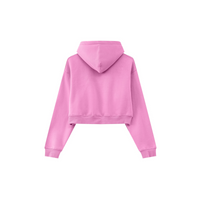  345GSM Cropped Fleece-Lined Zip Hoodie Rose Pink