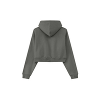  345GSM Cropped Fleece-Lined Zip Hoodie Taupe