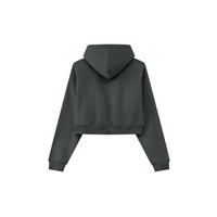  345GSM Cropped Fleece-Lined Zip Hoodie Charcoal