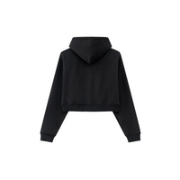  345GSM Cropped Fleece-Lined Zip Hoodie Black