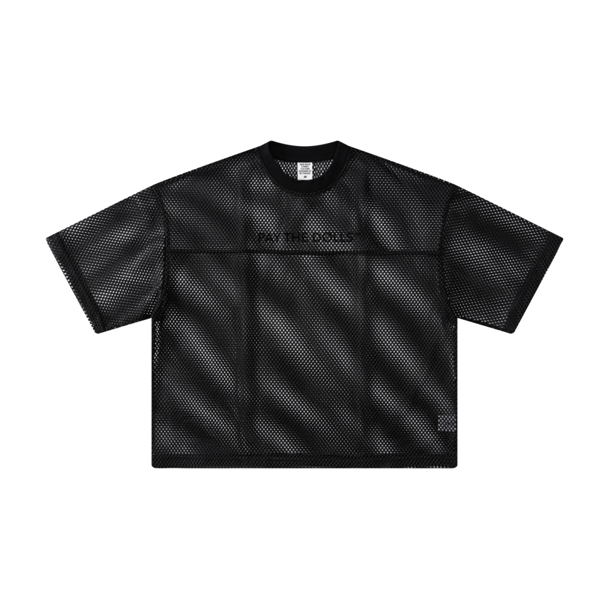 240GSM Men’s Boxyfit Mesh Layered Short Sleeve T-Shirt Black