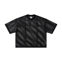 240GSM Men’s Boxyfit Mesh Layered Short Sleeve T-Shirt Black