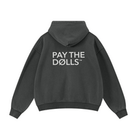 355GSM Drop Shoulder Heavyweight Washed Boxyfit Fleece Hoodie Vintage Dark Grey