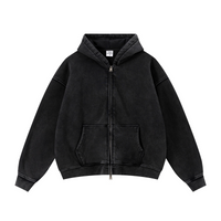 355GSM Drop Shoulder Heavyweight Washed Boxyfit Fleece Hoodie Vintage Black