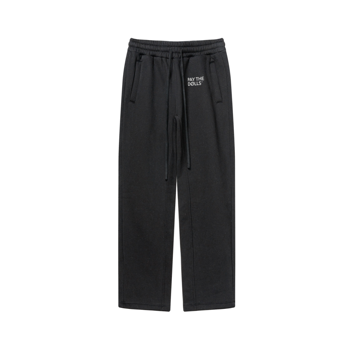 345GSM Thermal Fleece Relaxed Straight Sweatpants Black