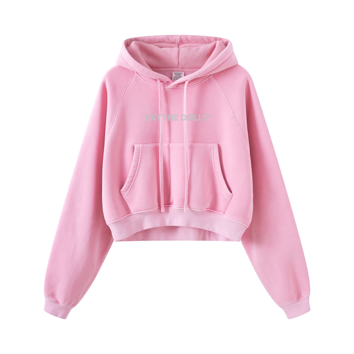 400GSM Washed Fleece Raglan Crop Hoodie for Women Rose pink