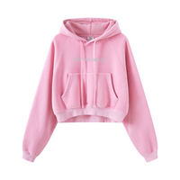 400GSM Washed Fleece Raglan Crop Hoodie for Women Rose pink