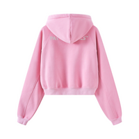 400GSM Washed Fleece Raglan Crop Hoodie for Women Rose pink
