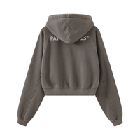 400GSM Washed Fleece Raglan Crop Hoodie for Women   Coffee