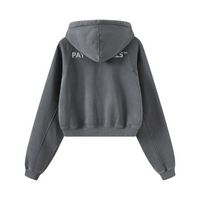 400GSM Washed Fleece Raglan Crop Hoodie for Women Dark gray