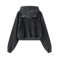 400GSM Washed Fleece Raglan Crop Hoodie for Women Snow wash